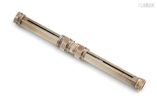 A Victorian combination silver pen and pencil, by S. Mordan and Co., plain hexagonal form, alternate