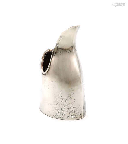 By David Bromilow, a modern silver cream jug, Sheffield 1996, tapering oval form, elongated spout,