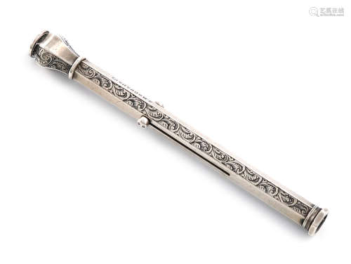 A Victorian combination silver pen and pencil, by S. Mordan and Co. circa 1870, hexagonal form, with
