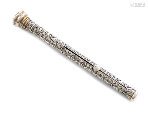 A Victorian combination silver pen and pencil, by S. Mordan and Co., London 1898, cylindrical