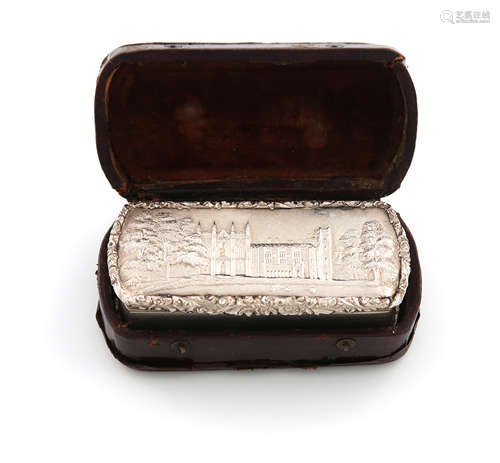 A William IV silver 'castle-top' snuff box, Newstead Abbey, by Taylor and Perry, Birmingham 1835,