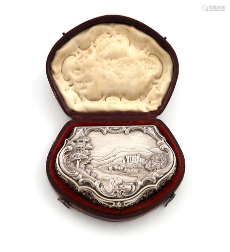 A Victorian Scottish 'Castle-top' snuff box, Abbotsford House, by Alexander Graham Wighton,