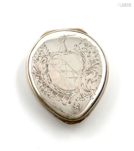 A mid 18th century Irish silver snuff box, maker's mark only, that of Benjamin Stokes, Dublin