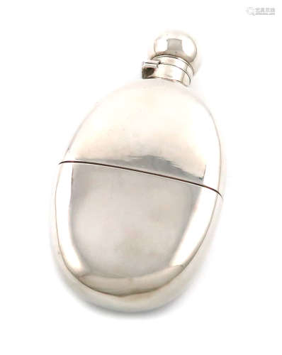 A late-Victorian silver hip flask, by F. Macrea for The Army & Navy Cooperative Society Ltd,