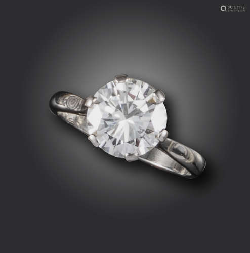 A diamond solitaire ring, the circular-cut diamond weighs approximately 2.60cts, claw-set in