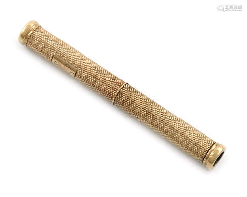 A Victorian gold combination pen and pencil, by S. Mordan and Co., marked with a design lozenge