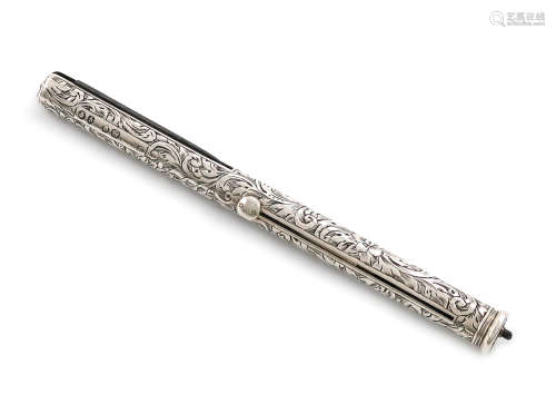 A Victorian combination silver pen, pencil and pen knife, by S. Mordan, London 1871, cylindrical