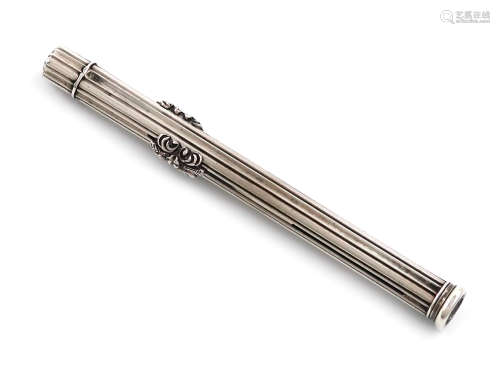 A Victorian combination silver pen and pencil, by S. Mordan and Co., circa 1870, fluted