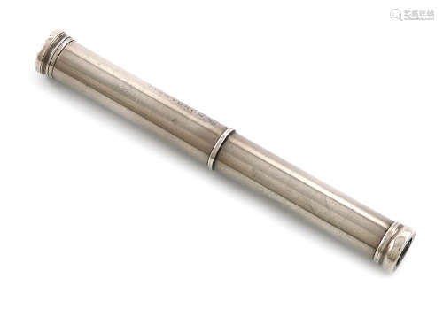 A Victorian silver combination pen and pencil, by S. Mordan and Co., circa 1869, plain cylindrical