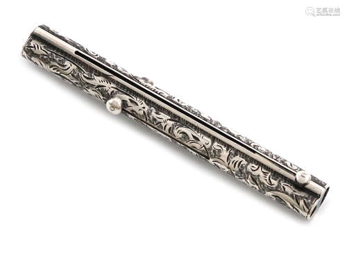 A Victorian combination silver pen, pencil and paper knife, by S. Mordan and Co., circa 1900, shaped
