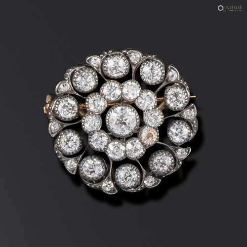 A late Victorian diamond target brooch, set with old circular-cut diamonds in concentric circles