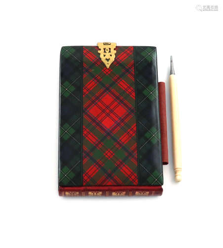 A late 19th century Tartanware aide memoire, rectangular from, decorated with two tartans, with a