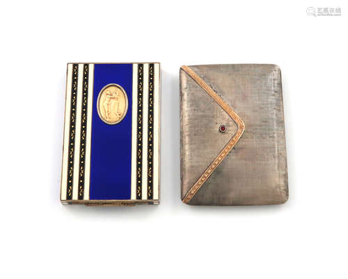 λAn Austrian silver and enamel cigarette case, maker's mark of FN, circa 1920, rectangular form,