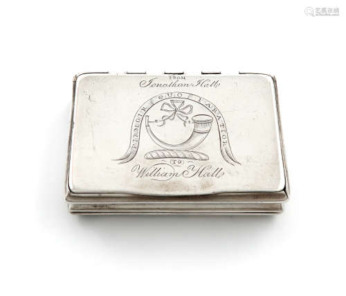 A 19th century Colonial silver snuff box, the base and cover marked DS twice, and S&S, (overstriking