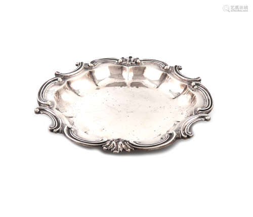A Victorian silver dish, by Benjamin Smith, London 1840, shaped square form, foliate scroll