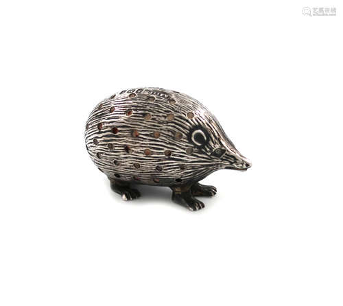 An Edwardian novelty silver hedgehog pin cushion, by Adie and Lovekin, Birmingham 1906, modelled