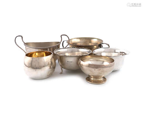 A mixed lot of silver items, various dates and makes, comprising: a two-handled sugar bowl,