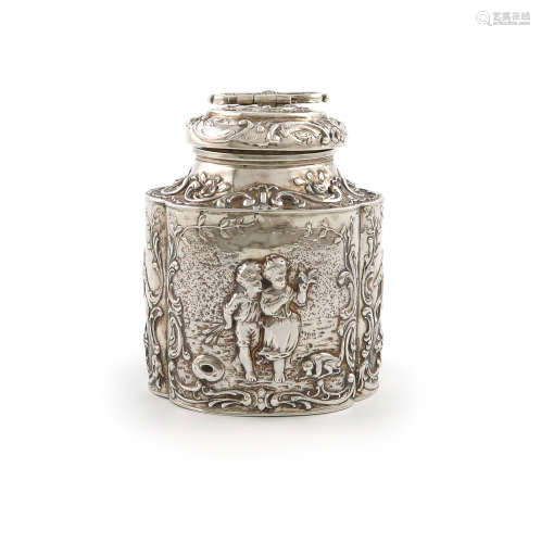 A continental silver tea caddy, with import marks for Sheffield 1901, importer's mark of Samuel