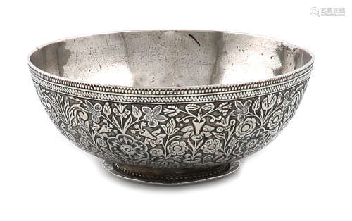 An early 18th century Caucasian silver and niello-work bowl, circa 1710, tapering circular form,