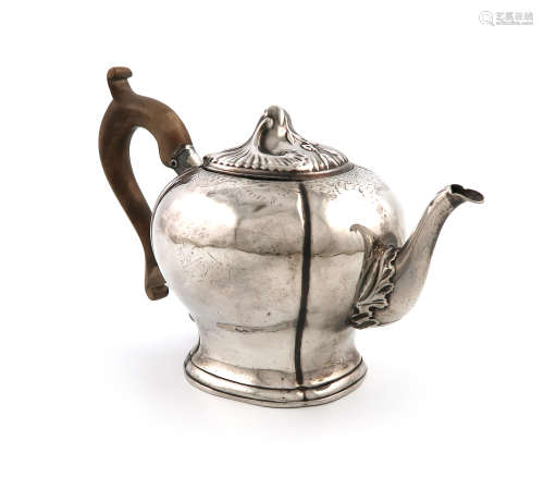 An 18th century Dutch silver teapot, by Matthijis Crayenschot, Amsterdam 1762, inverted baluster