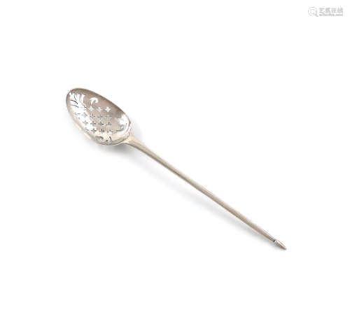 A George III silver mote spoon, maker's mark R.C twice, the oval bowl pierced with mullets and