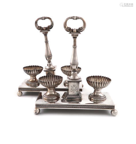 A pair of early 19th century French silver oil and vinegar stands, by Jean Baptist Claude Odiot,