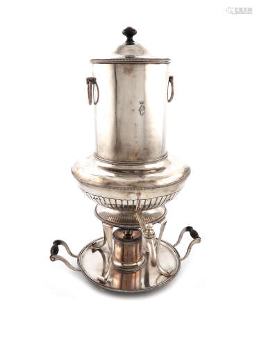 A 19th century Austro-Hungarian silver coffee urn, by Lorenz Frank, Vienna 1819, cylindrical and