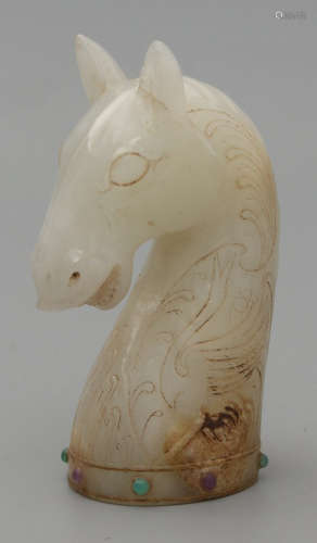 A HETIAN JADE PENDANT SHAPED WITH HORSE