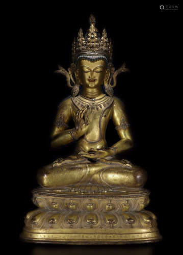 A GILT BRONZE BUDDHA STATUE