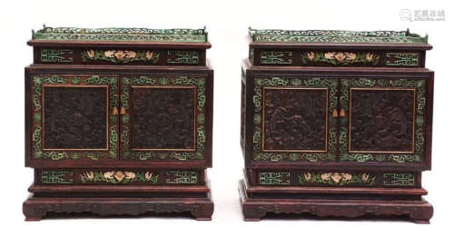PAIR OF XIAOYE ZITAN CABINET CARVED WITH DRAGON PATTERN