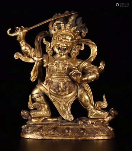 A GILT BRONZE YAMANTAKA