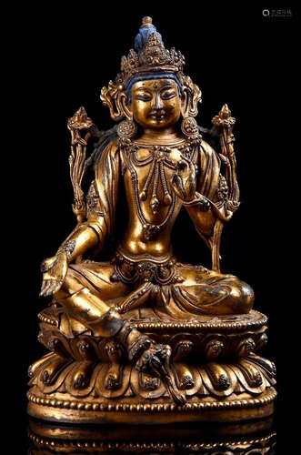 A GILT BRONZE ZIZAI GUANYIN