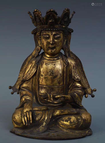 A GILT BRONZE MAITREYA