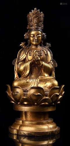 A GILT BRONZE VAIROCANA BUDDHA