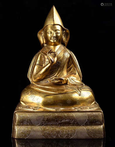 A GILT BRONZE TSONGKAHAPA