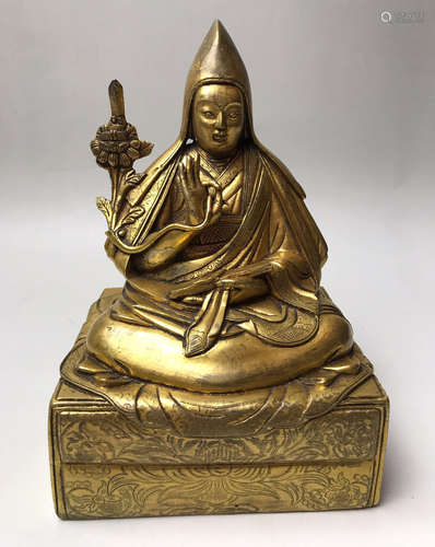 A GILT BRONZE DALAI V