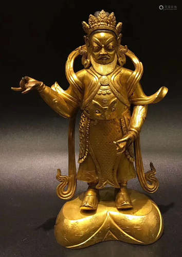 A GILT BRONZE TIANWANG BUDDHA