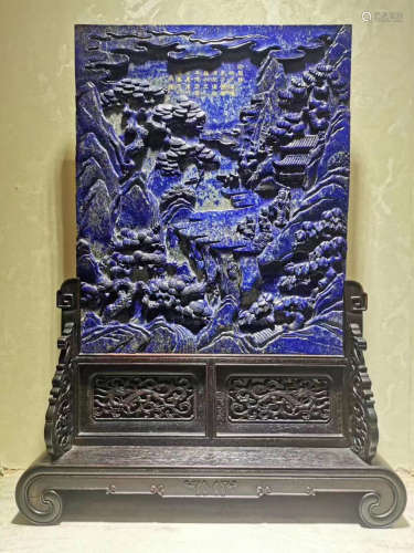 A ZITAN WOOD SCREEN CARVED WITH DRAGON PATTERN