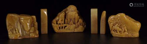 SET OF TIANHUANG STONE SEAL CARVED WITH STORY