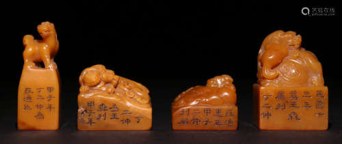 SET OF TIANHUANG STONE SEAL SHAPED WITH BEAST