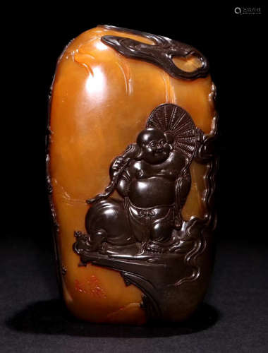 A TIANHUANG STONE SEAL CARVED WITH MAITREYA PATTERN
