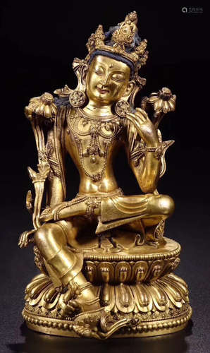 A GILT BRONZE ZIZAI GUANYIN