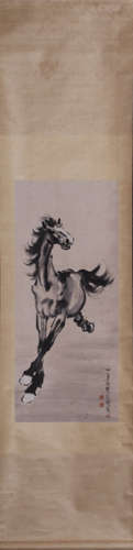 A HORSE PATTERN VERTICAL AXIS PAINTING