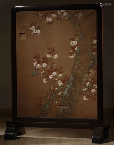 A PLUM AND BAMBOO PAINTING SCREEN