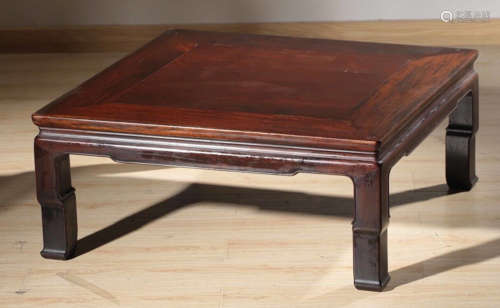 A SUANZHI WOOD CARVED SQUARE TABLE