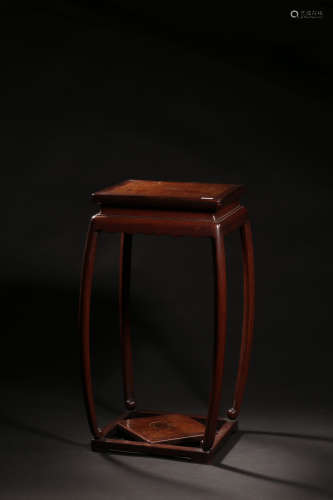 A Chinese Red Rosewood Four-legged Stool
