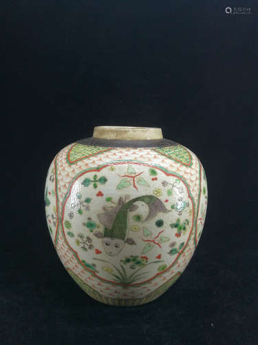 A Chinese Glazed Multi Colored Painted Porcelain Jar