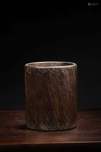 A Chinese Lobular red sandalwood Brush Pot