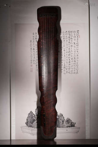 A Chinese Inscribed Wooden Musical Instruments Qin