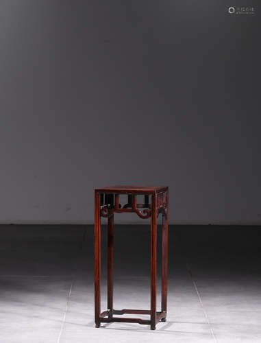 A Chinese Ruyi Pattern Rosewood Square Stool